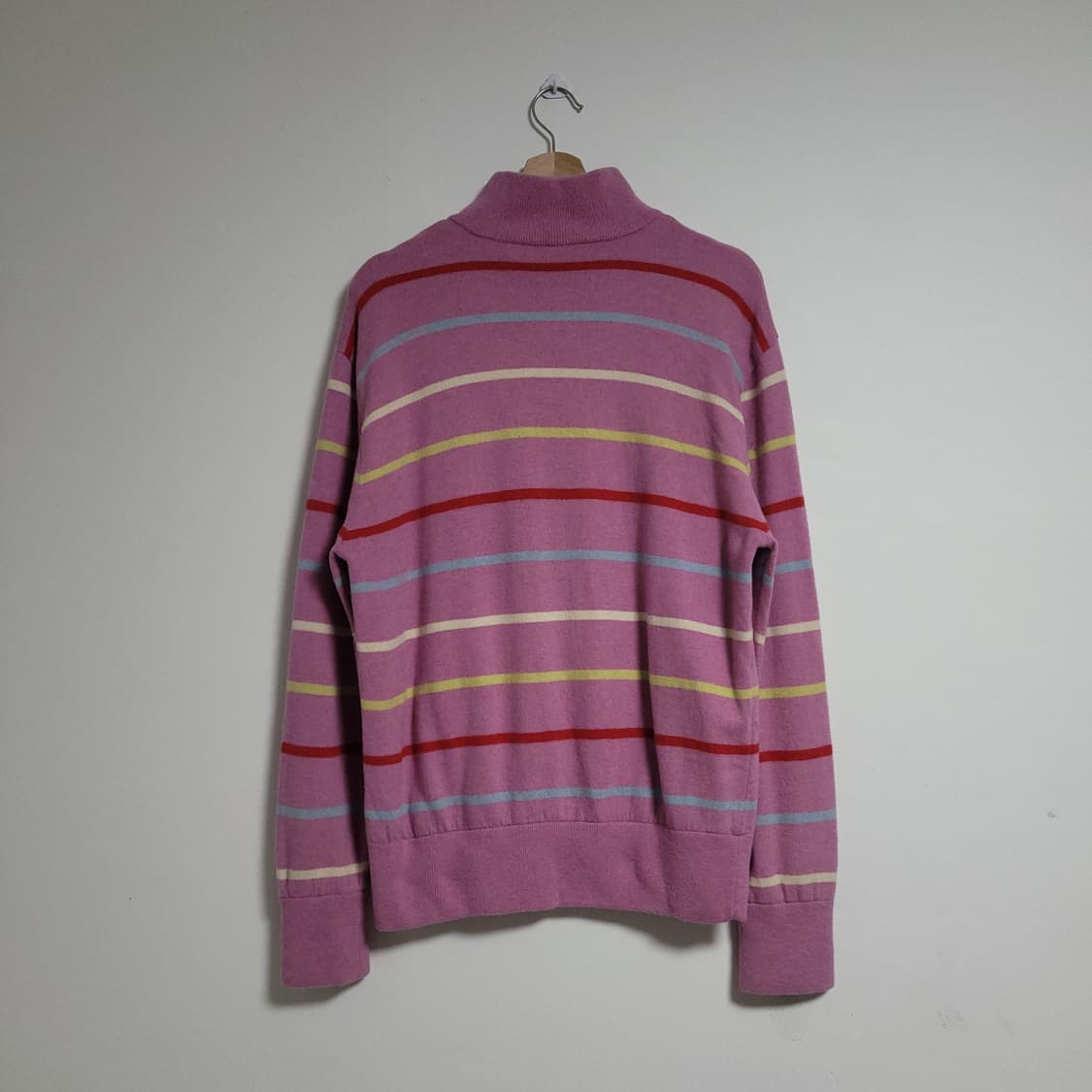 (100) FILA 휠라 핑크 멀티 스트라이프 하프넥 니트 상품이미지6