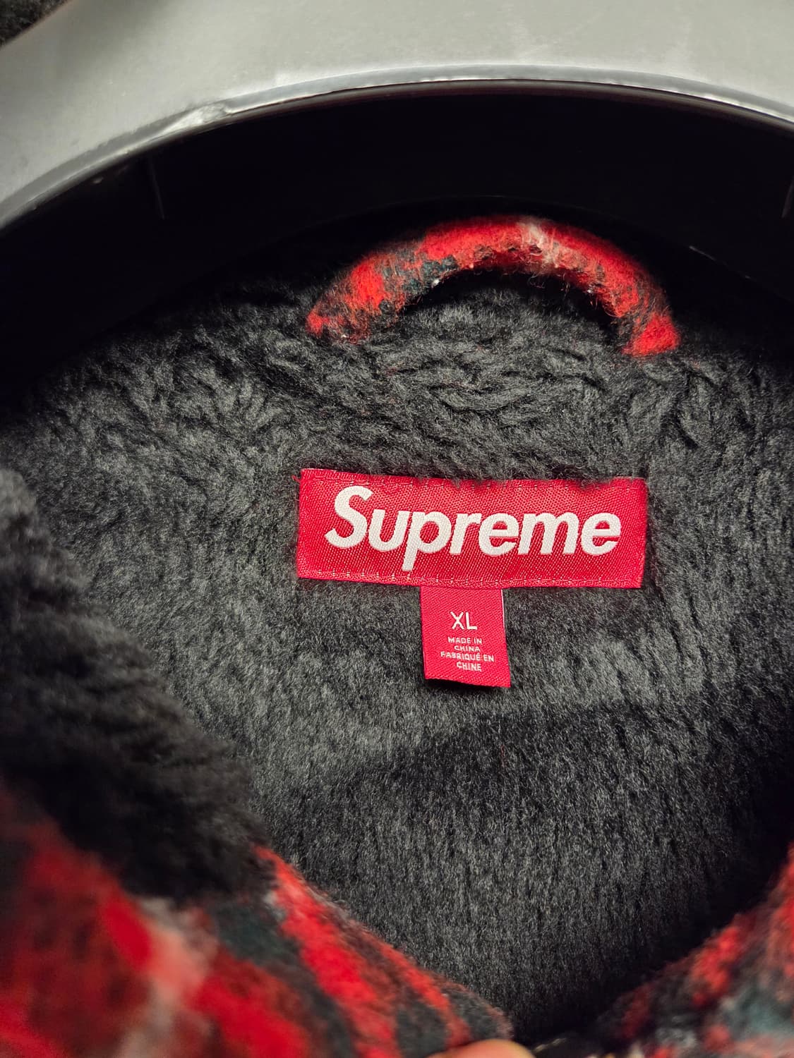 슈프림 플레이드 울 후드 워크 자켓 레드 XL 상품이미지4