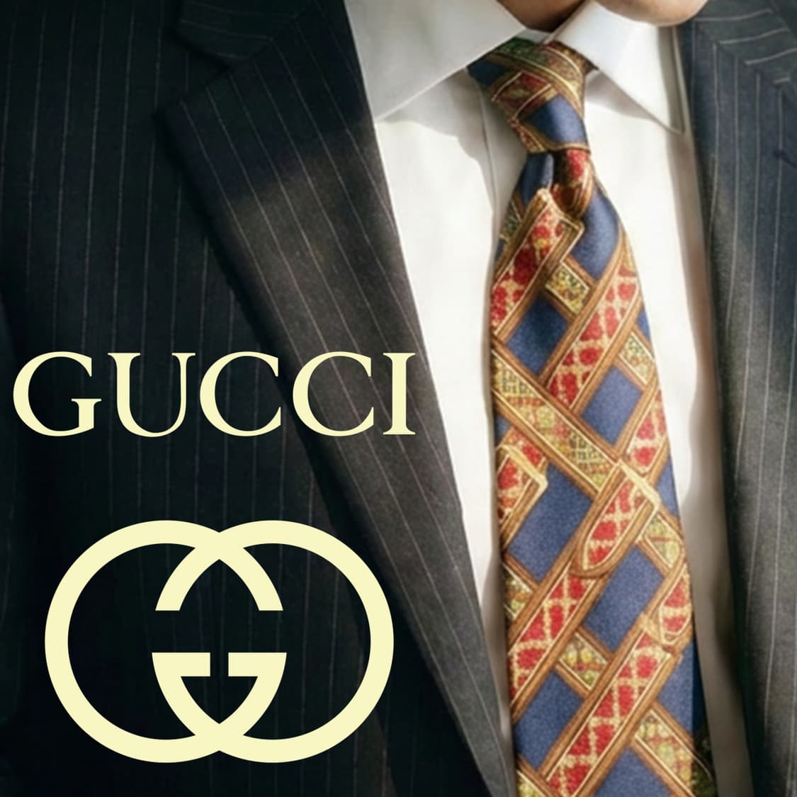 구찌 네이비 벨트 모티브 패턴 넥타이 9.3cm A+등급 K2564 상품이미지1