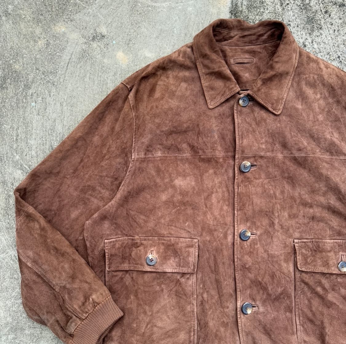[XL~XXL] 브룩스 브라더스 스웨이드 가죽 블루종 자켓 상품이미지4