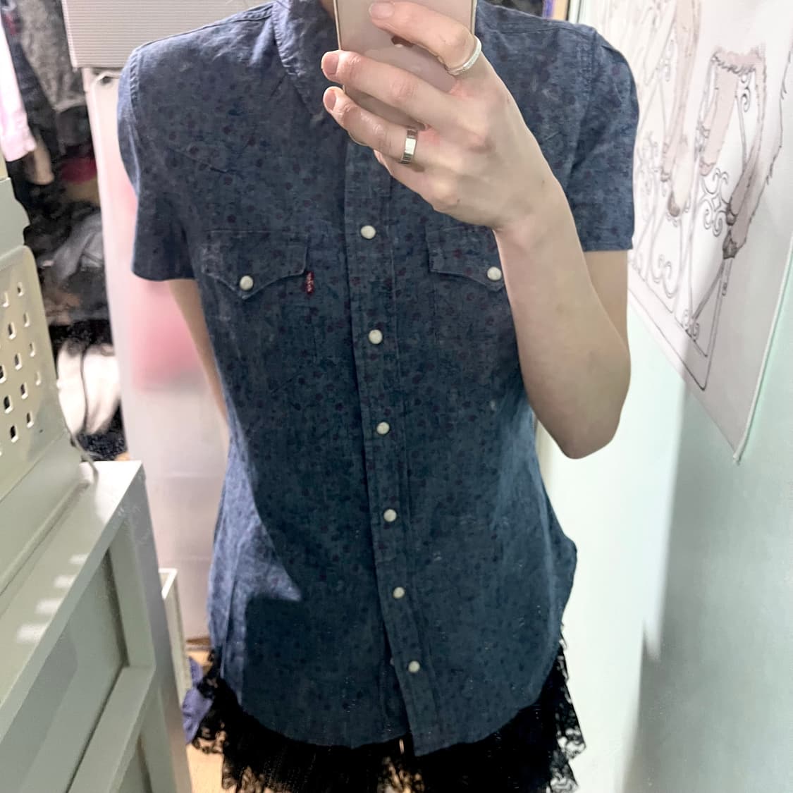 리바이스 플라워 패턴 웨스턴 데님 셔츠  상품이미지5