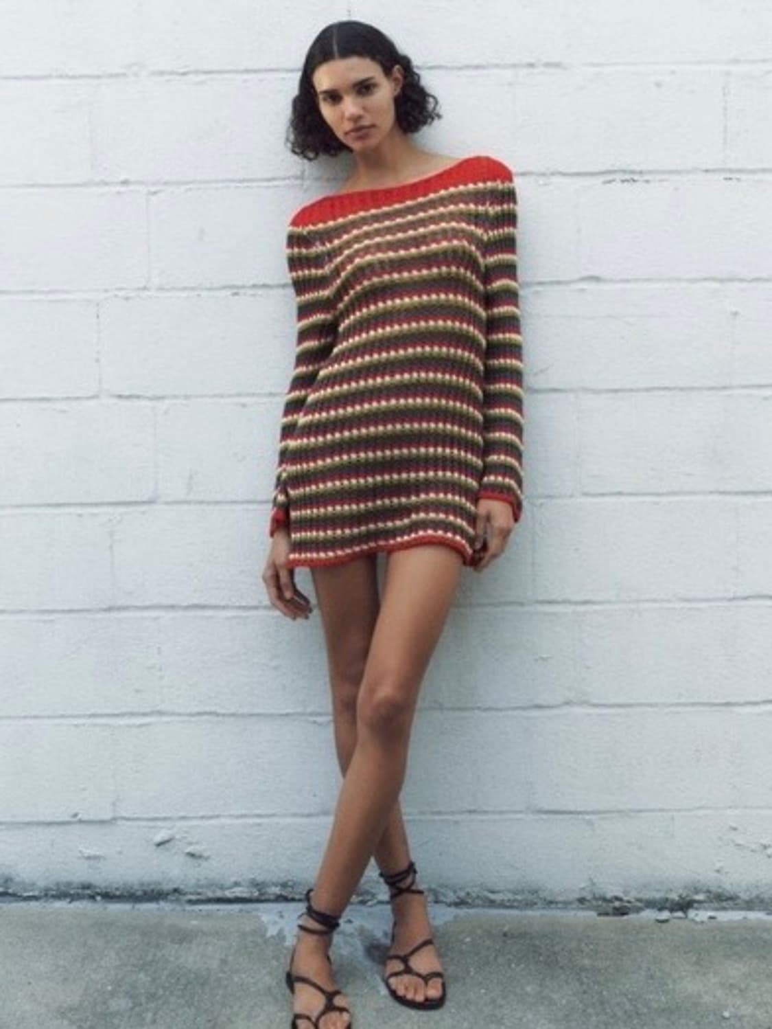 자라 스트라이프 크로셰 니트 원피스 S 상품이미지1