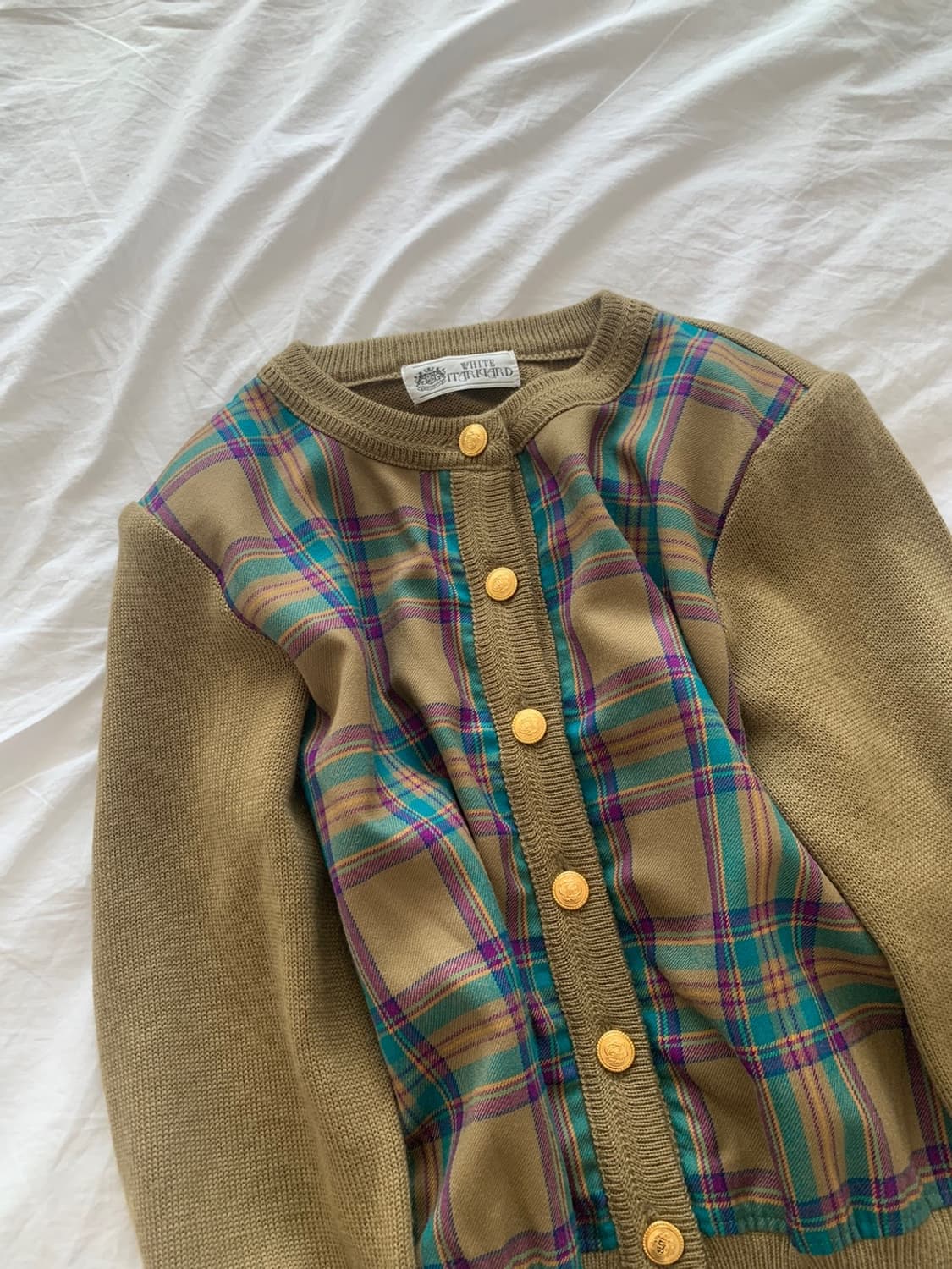 White itarkiard 체크 울 가디건 상품이미지3