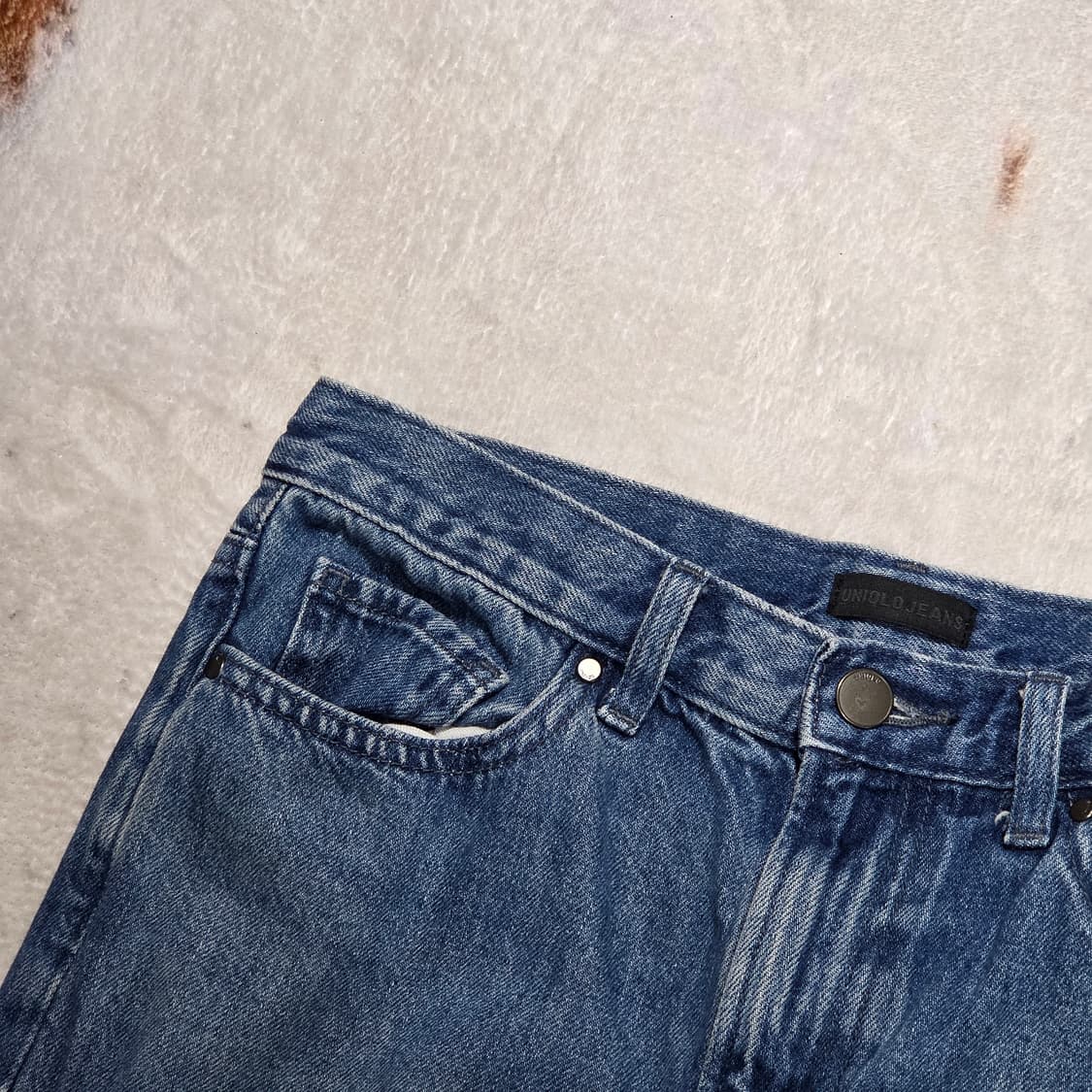 유니클로 진청 세미 와이드 데님 팬츠 상품이미지2