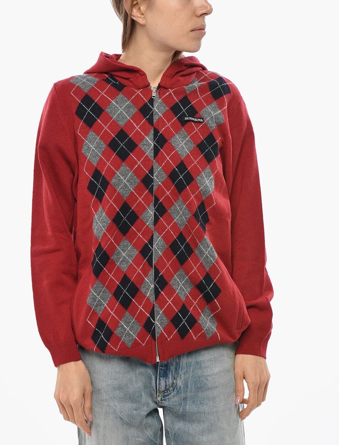 [S,M]호다코바 24fw 아가일 후드집업 상품이미지3