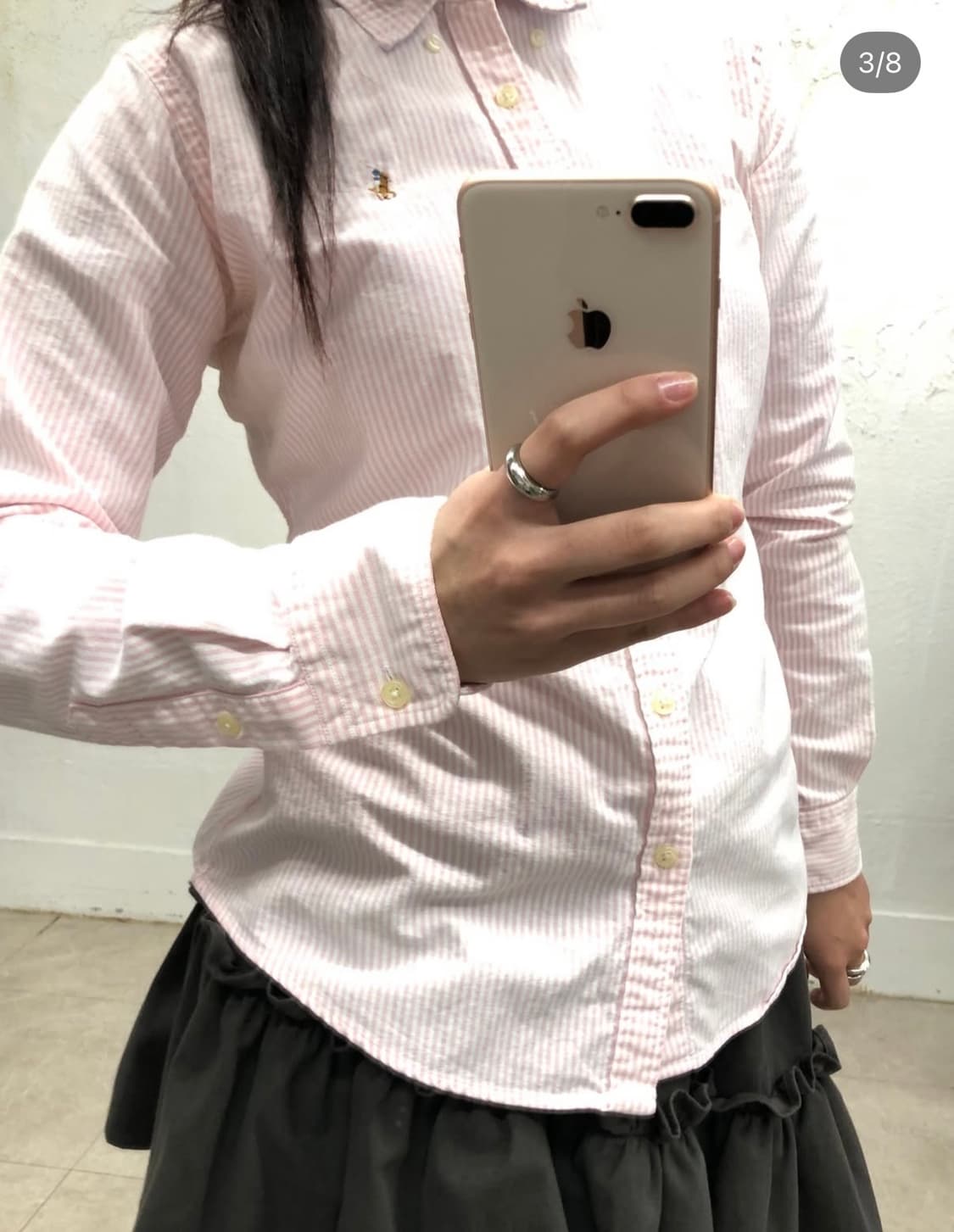 폴로 딱붙핏 딸기우유 셔츠 캔디스트라이프 상품이미지3