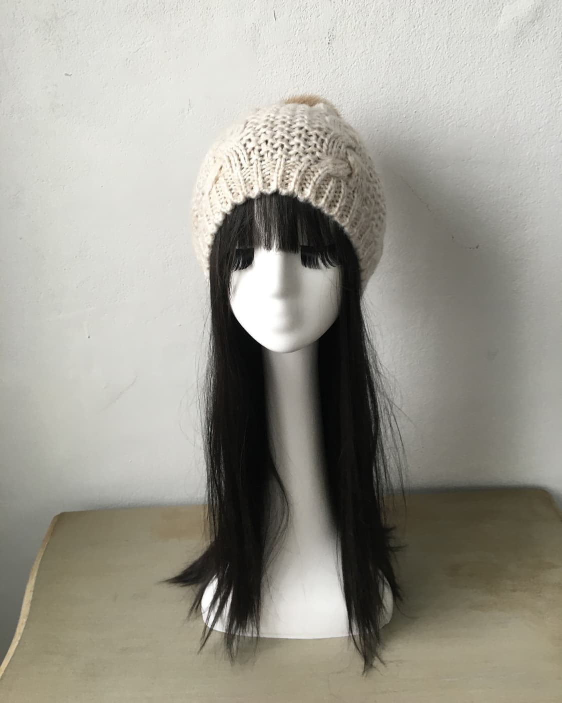 pom cable pattern knit beanie 상품이미지2