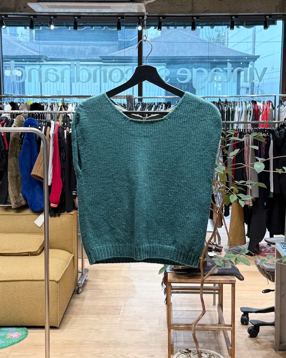 드리스 반 노튼 그린블루 메리노 울 백 지퍼 니트 베스트 상품이미지1