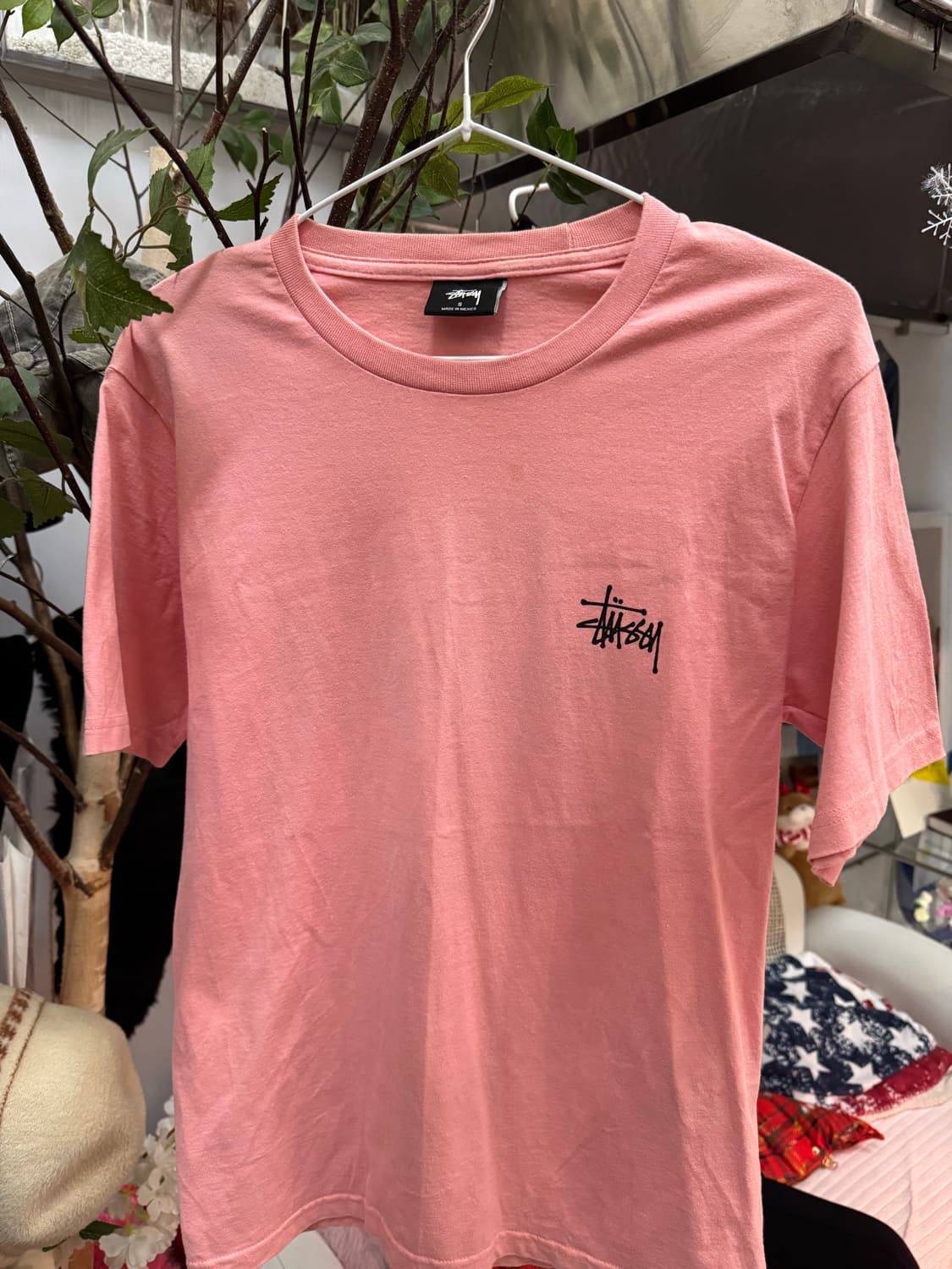 🧥 Stüssy 스투시 베이직 로고 반팔 티셔츠 (핑크) 상품이미지5