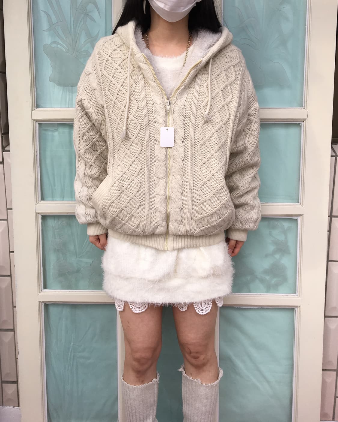 Cable knit hood zip up 상품이미지9