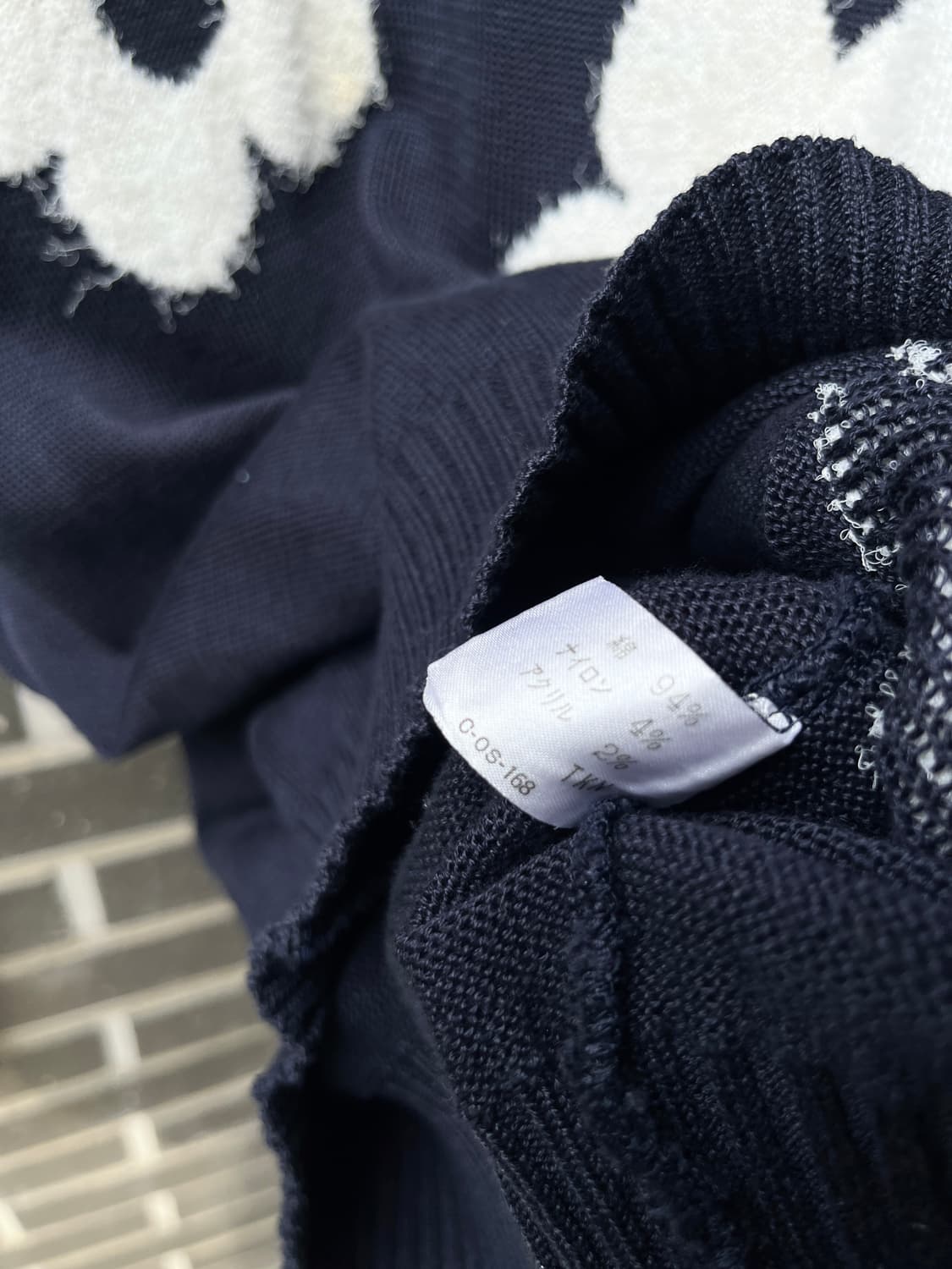 90s Courreges 꾸레쥬 플로럴 롱슬리브 니트 네이비 상품이미지8