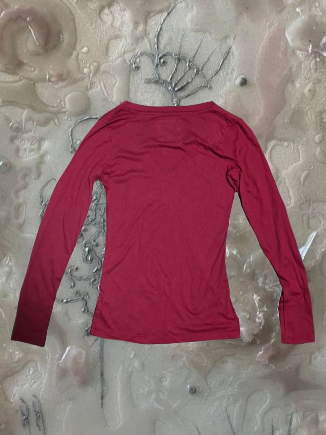 y2k 빈티지 아베크롬비 긴팔 티셔츠 버건디 딱붙핏 M 브이넥 롱슬리브 상품이미지2