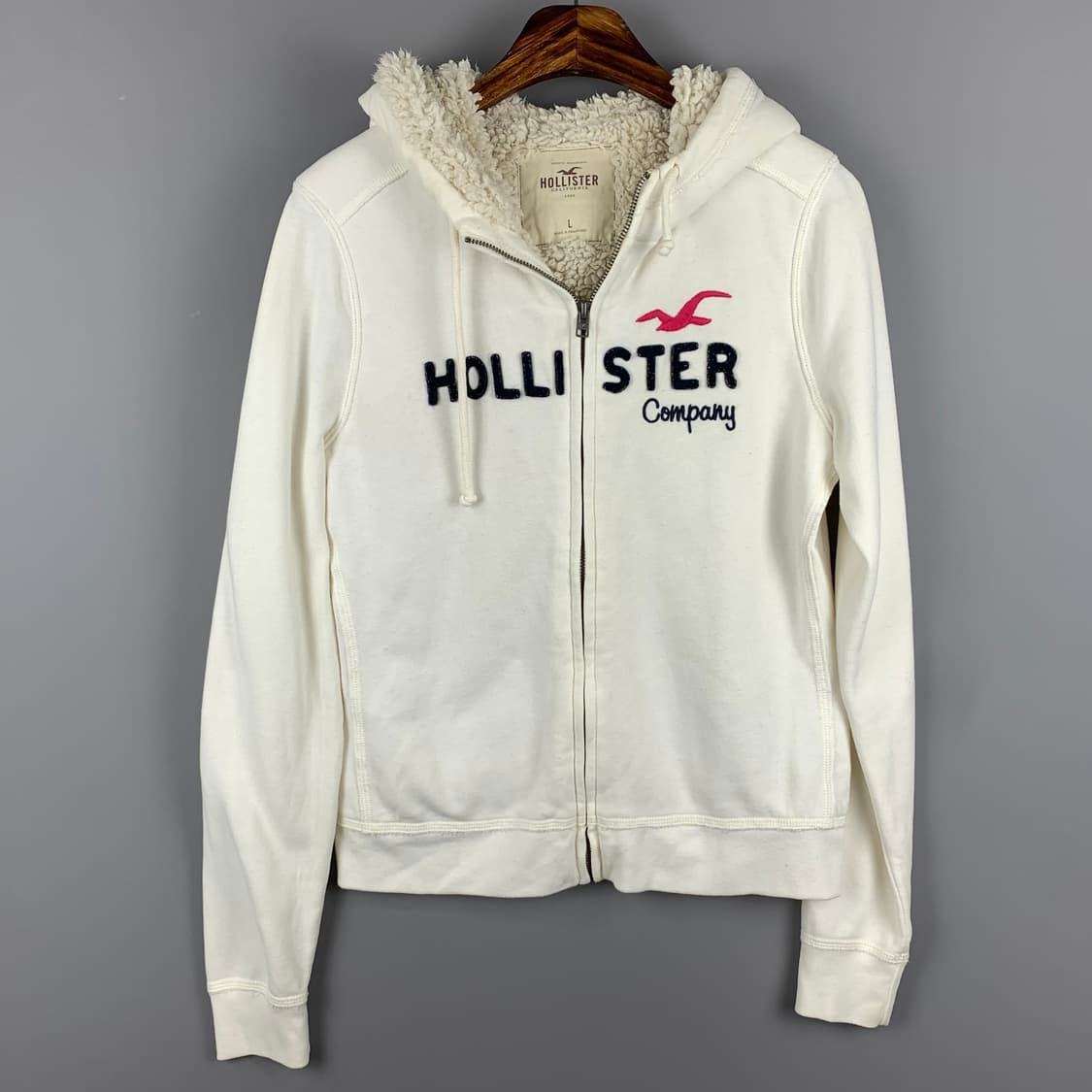 홀리스터 y2k 와투케 양털 울프죠 화이트 후드집업 상품이미지2