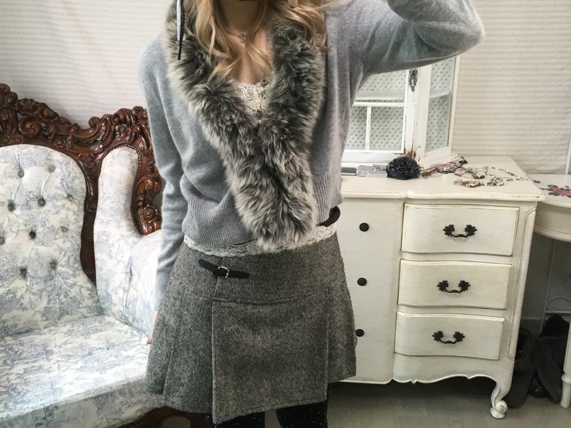 jpn vintage charcoal fur hook cardigan 상품이미지4