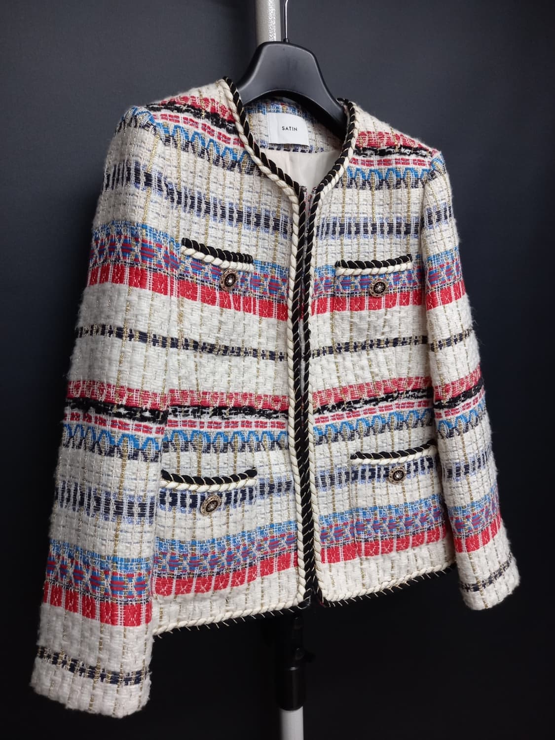 샤틴 SATIN 춘추동 트위드 숏 자켓 55.44 상품이미지4