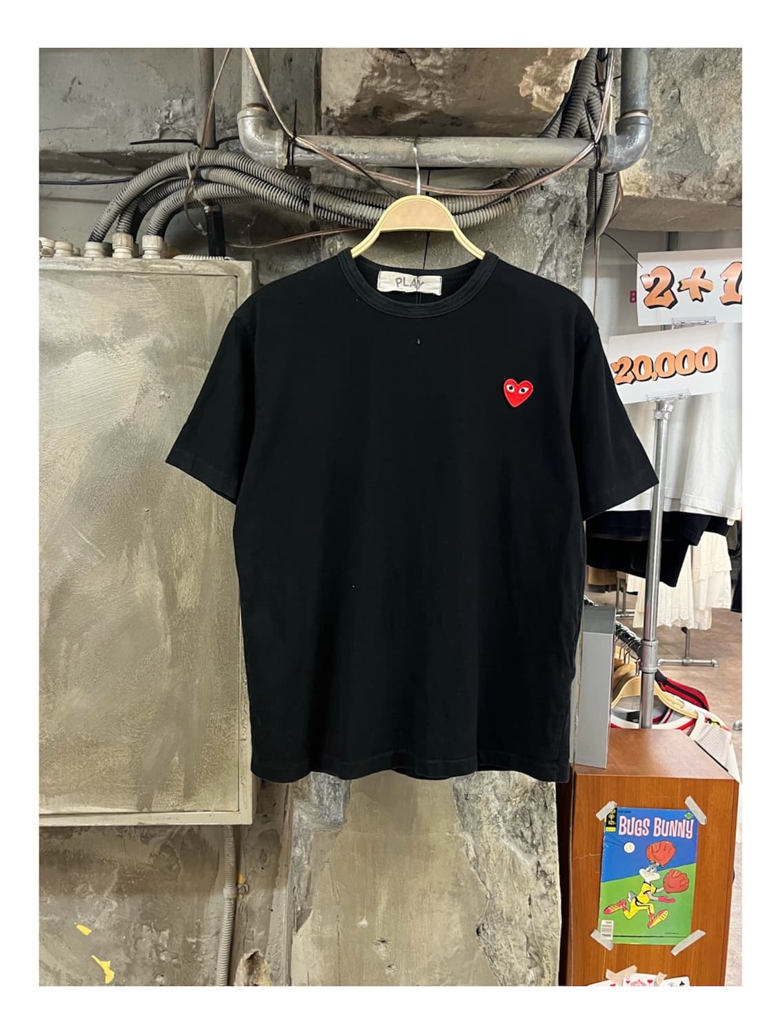 꼼데가르송 레드 하트 와펜 반팔티 블랙 M #csz3916 상품이미지1