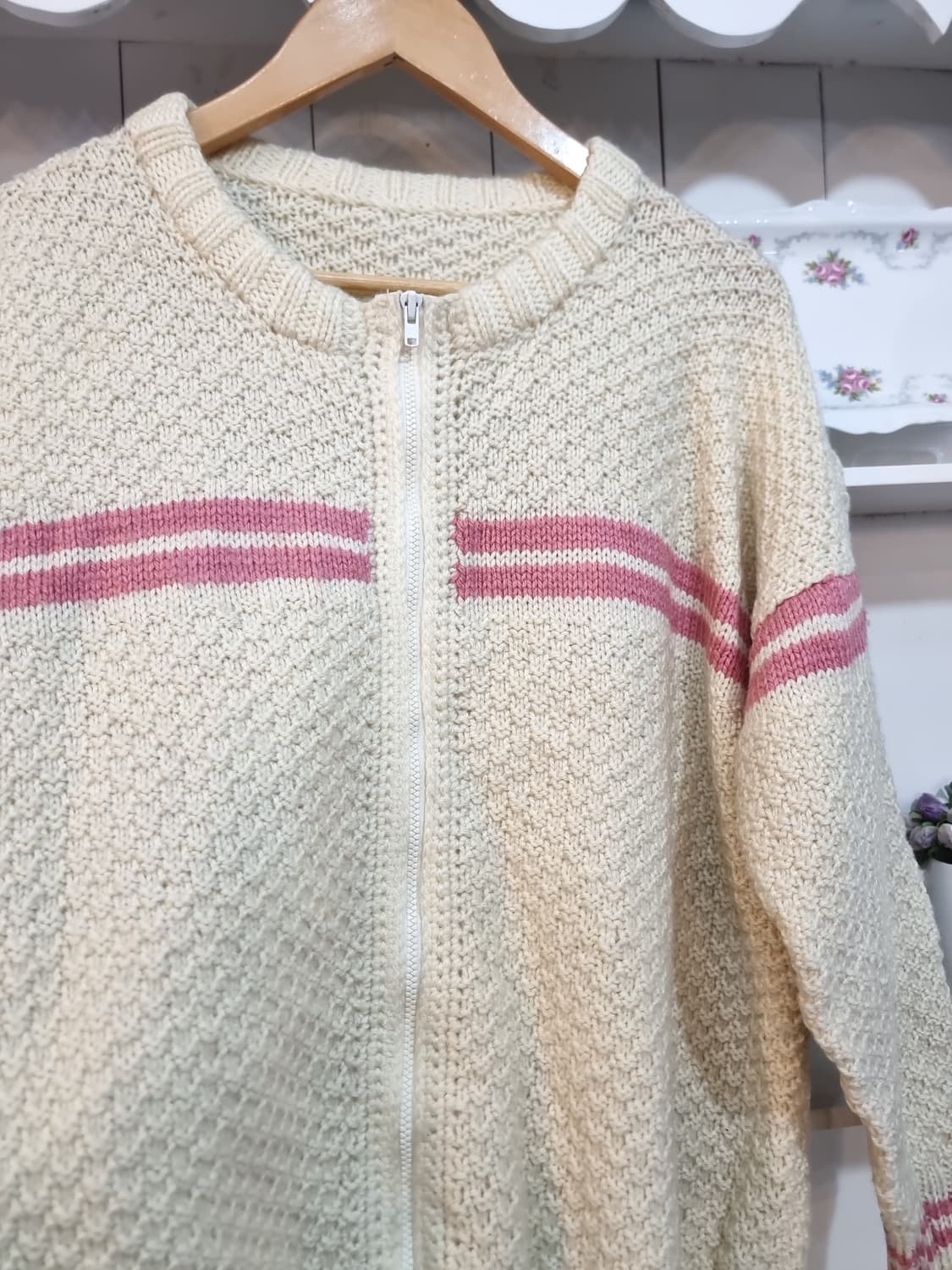 핸드메이드(Handmade) 딸기우유+밀크티 니트 집업 가디건 상품이미지2