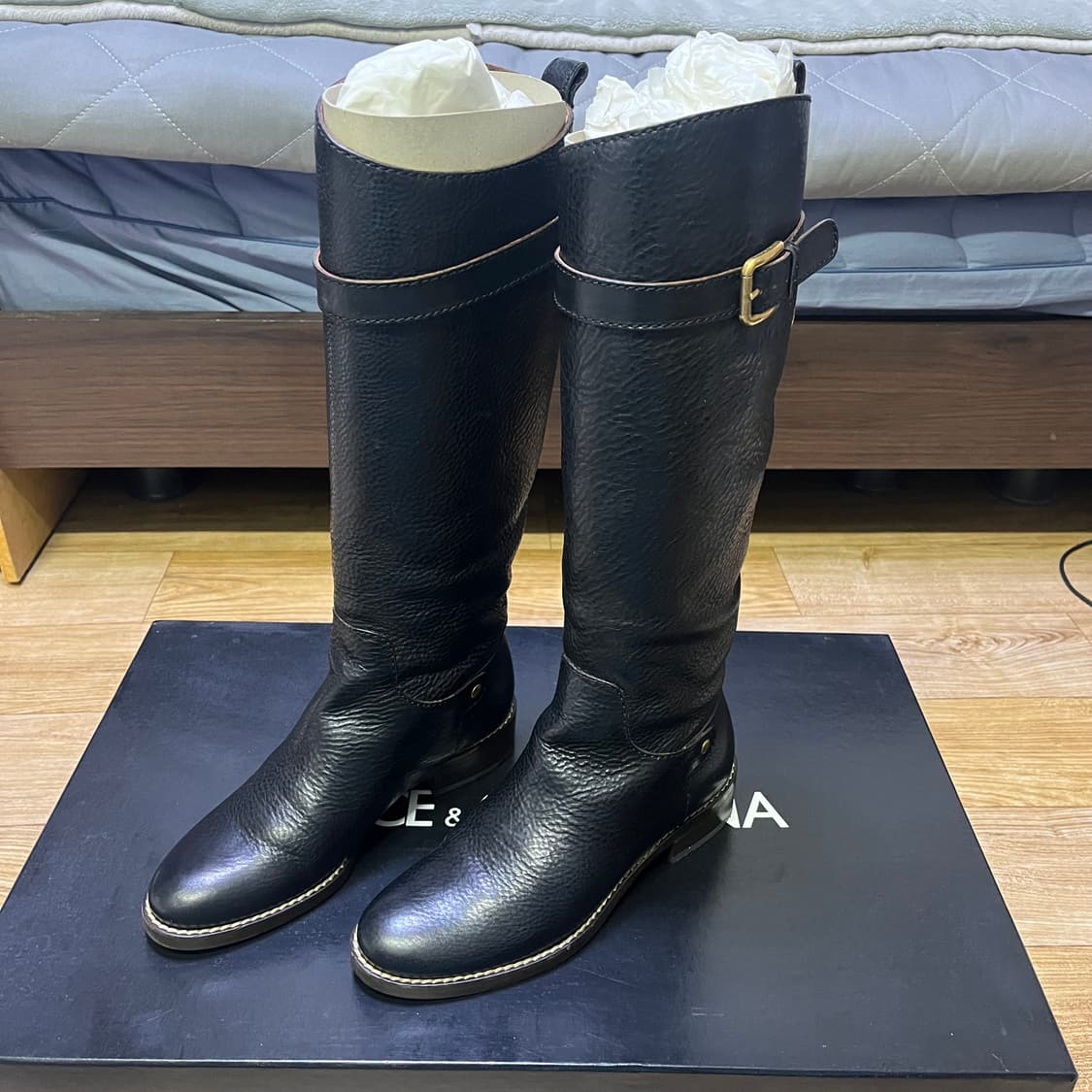 Dolce&Gabbana 돌체앤가바나 블랙 레더 롱 부츠 35.5사이즈 상품이미지1