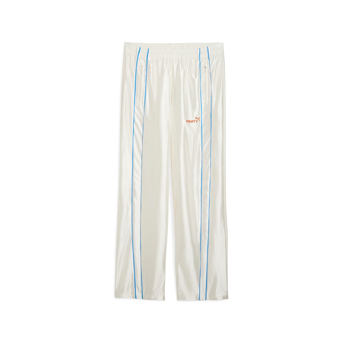 푸마 x FENTY T7 실크 자수 트랙팬츠 트레이닝 바지 크림 화이트 상품이미지1