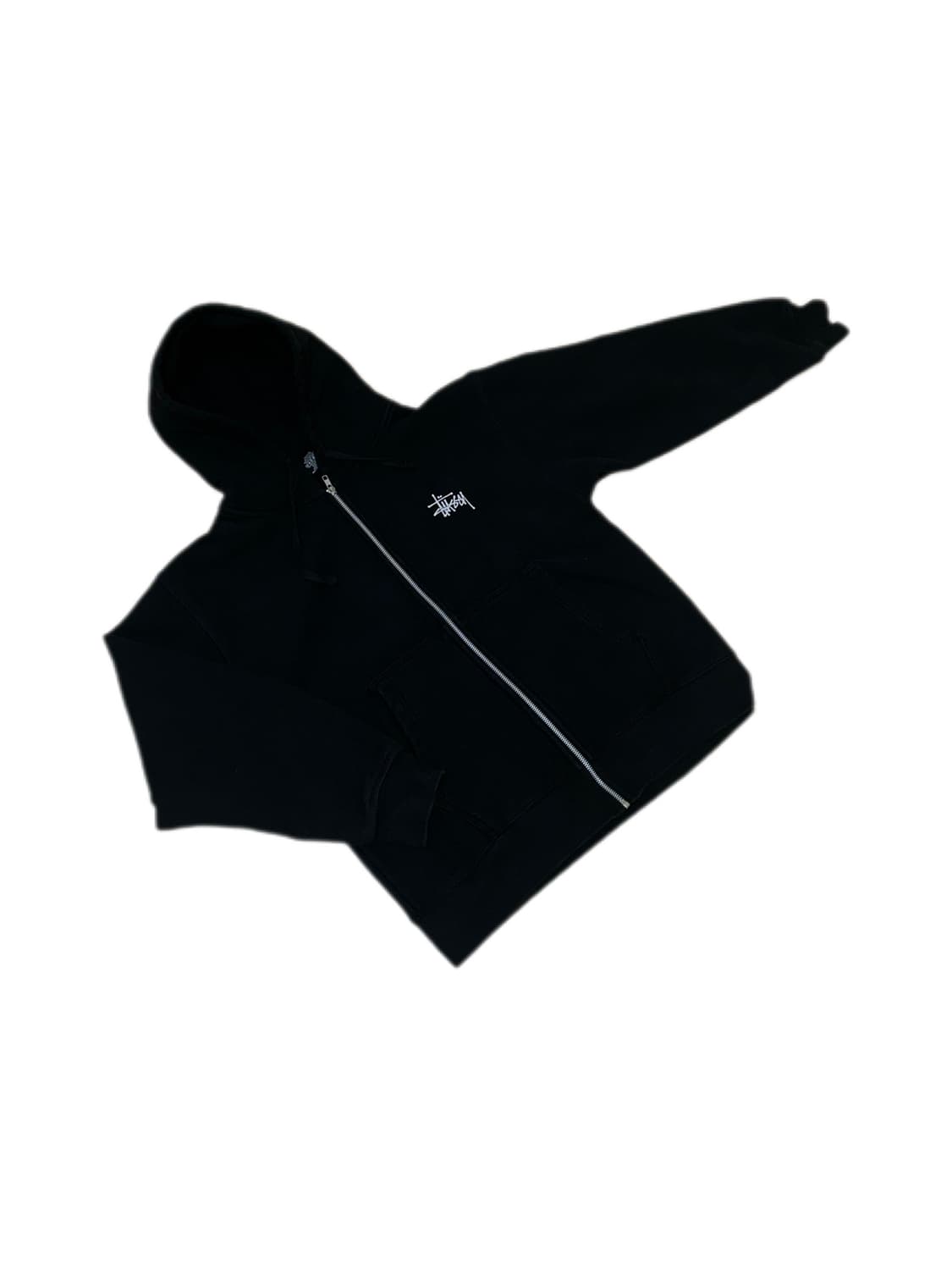 스투시 베이직 블랙 기모 후드집업 상품이미지2