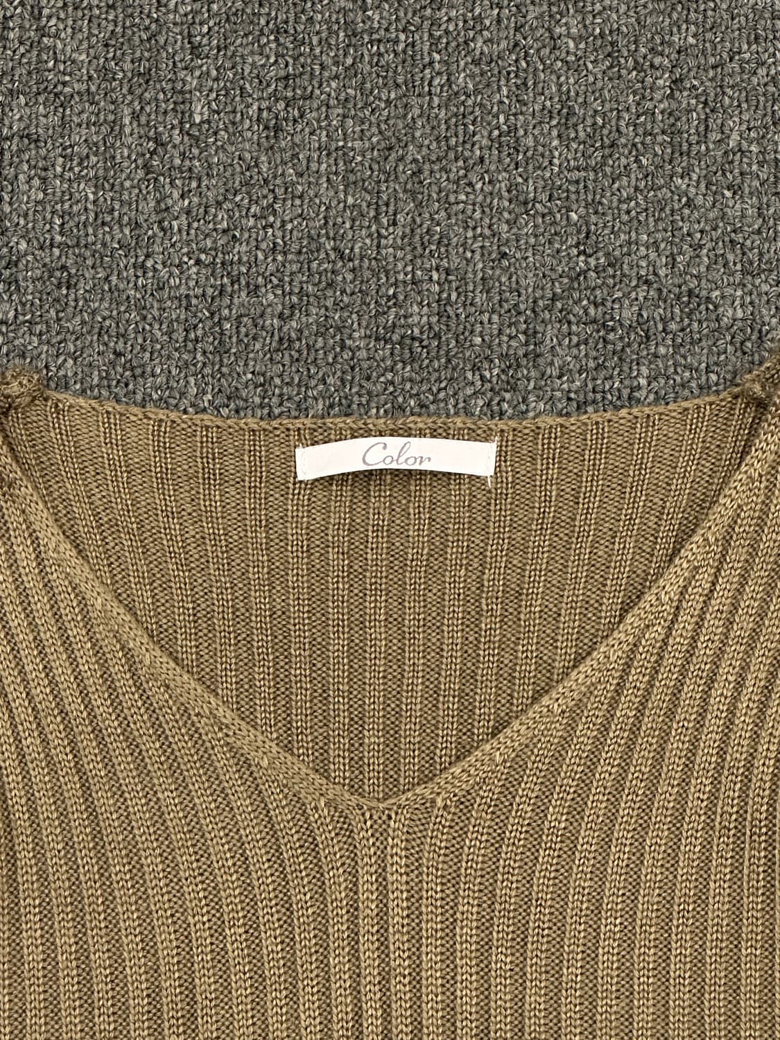 OS)Japanese vintage 여성 브이넥 골지 탑 상품이미지2