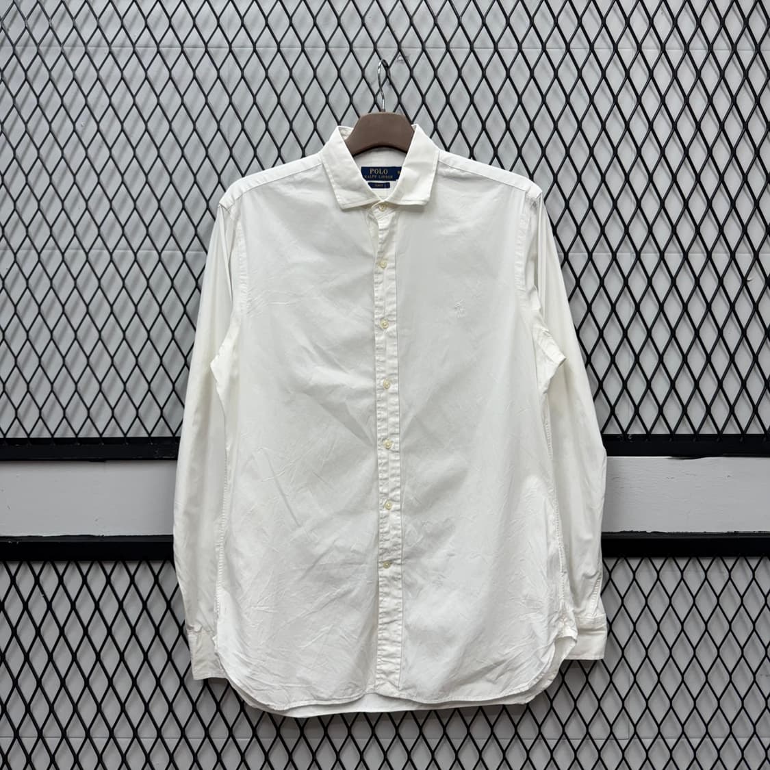 폴로 랄프로렌 솔리드 긴팔 셔츠 화이트 포니 포인트 화이트 상품이미지1
