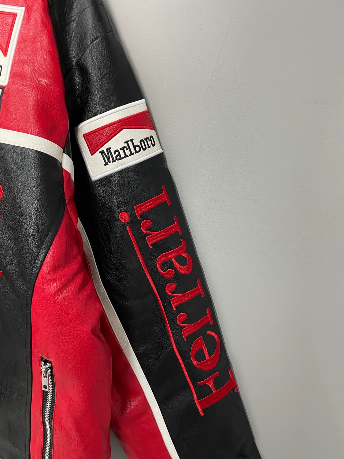 페라리 말보로 패치워크 레드 배색 레더 레이싱 자켓 H1837 상품이미지4