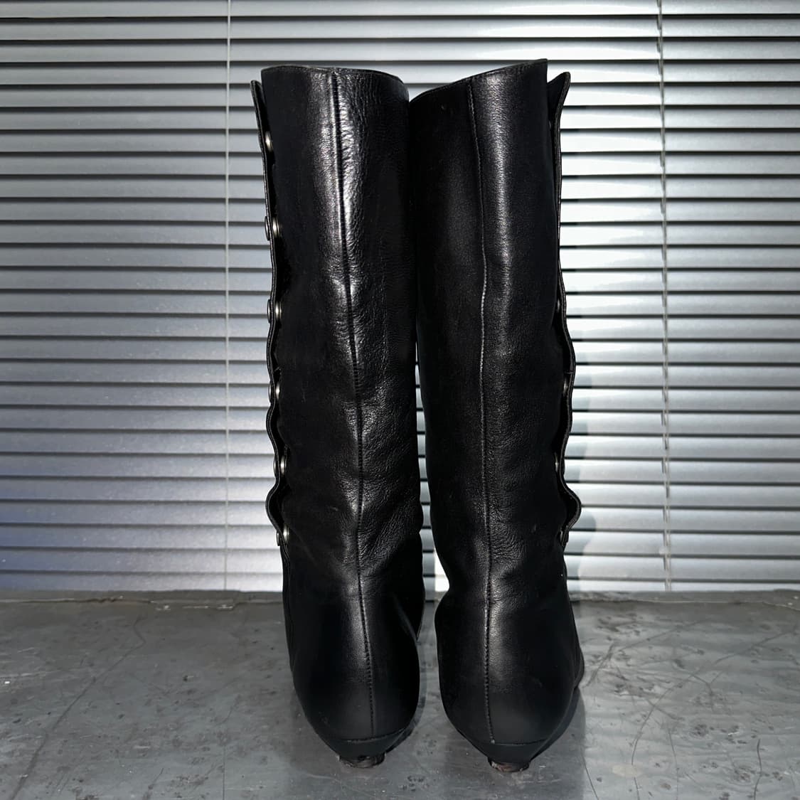 00s 아카이브 램스킨 스냅 버튼 포인트 부츠 상품이미지6