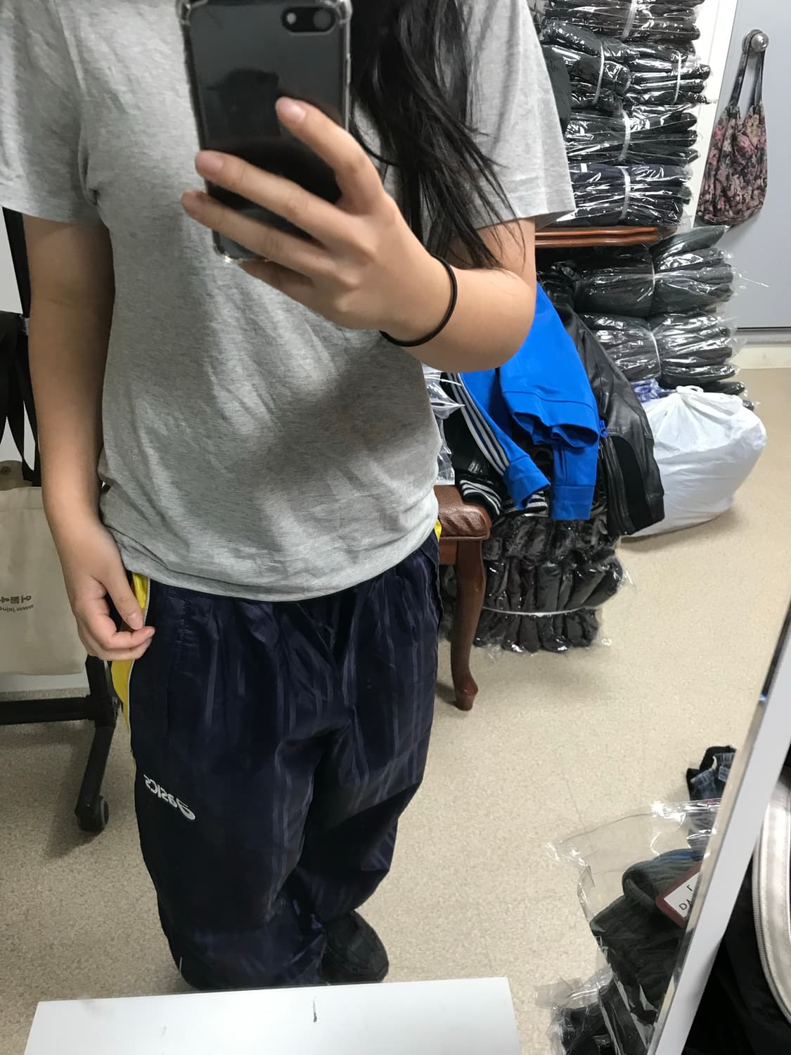 아식스 트레이닝 바지 네이비 상품이미지4