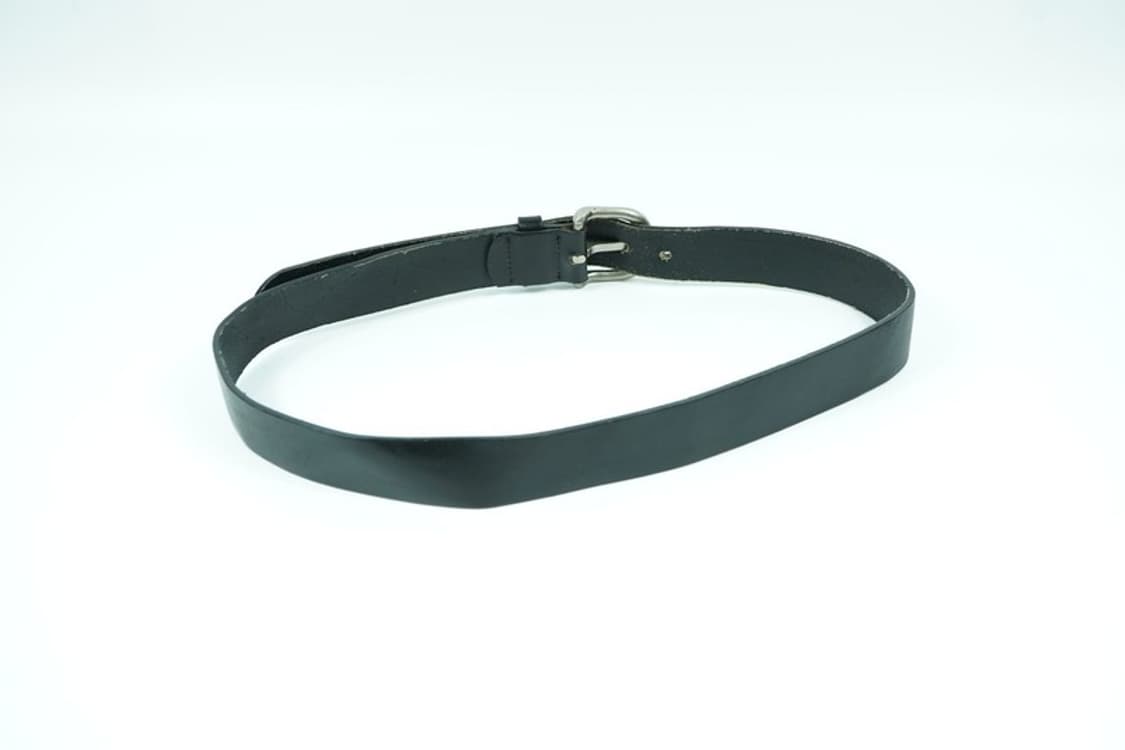 베이직 블랙 통가죽 실버 버클 벨트 상품이미지3