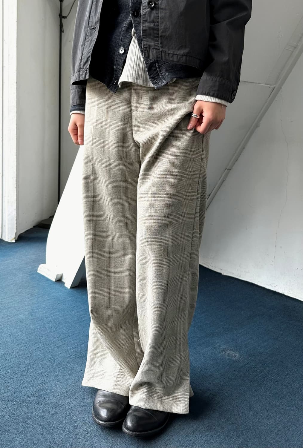 High gauge side slit design check trouse 상품이미지4