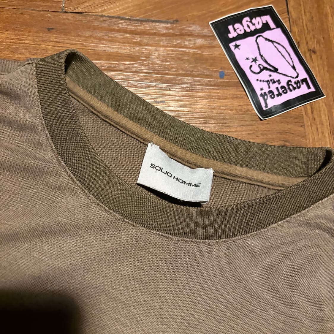 SOLID HOMME 솔리드옴므 19SS 패널드 디테일 카키 티셔츠 상품이미지5