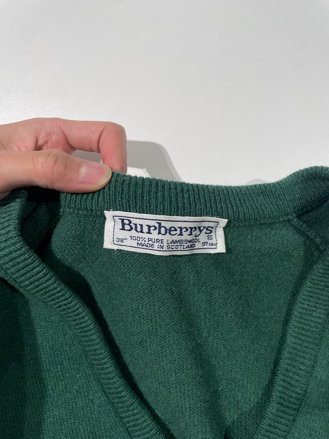 버버리 그린 기마로고 V넥 니트 베스트 상품이미지7