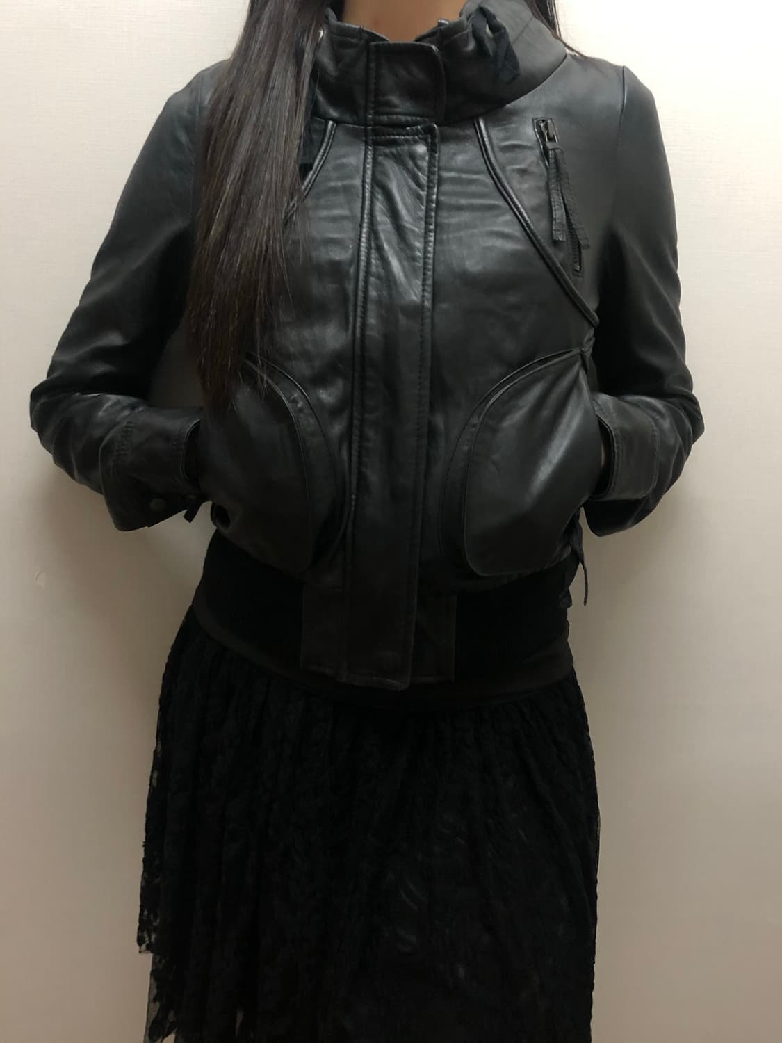 빈티지 블랙 펑크 양가죽 자켓 상품이미지4