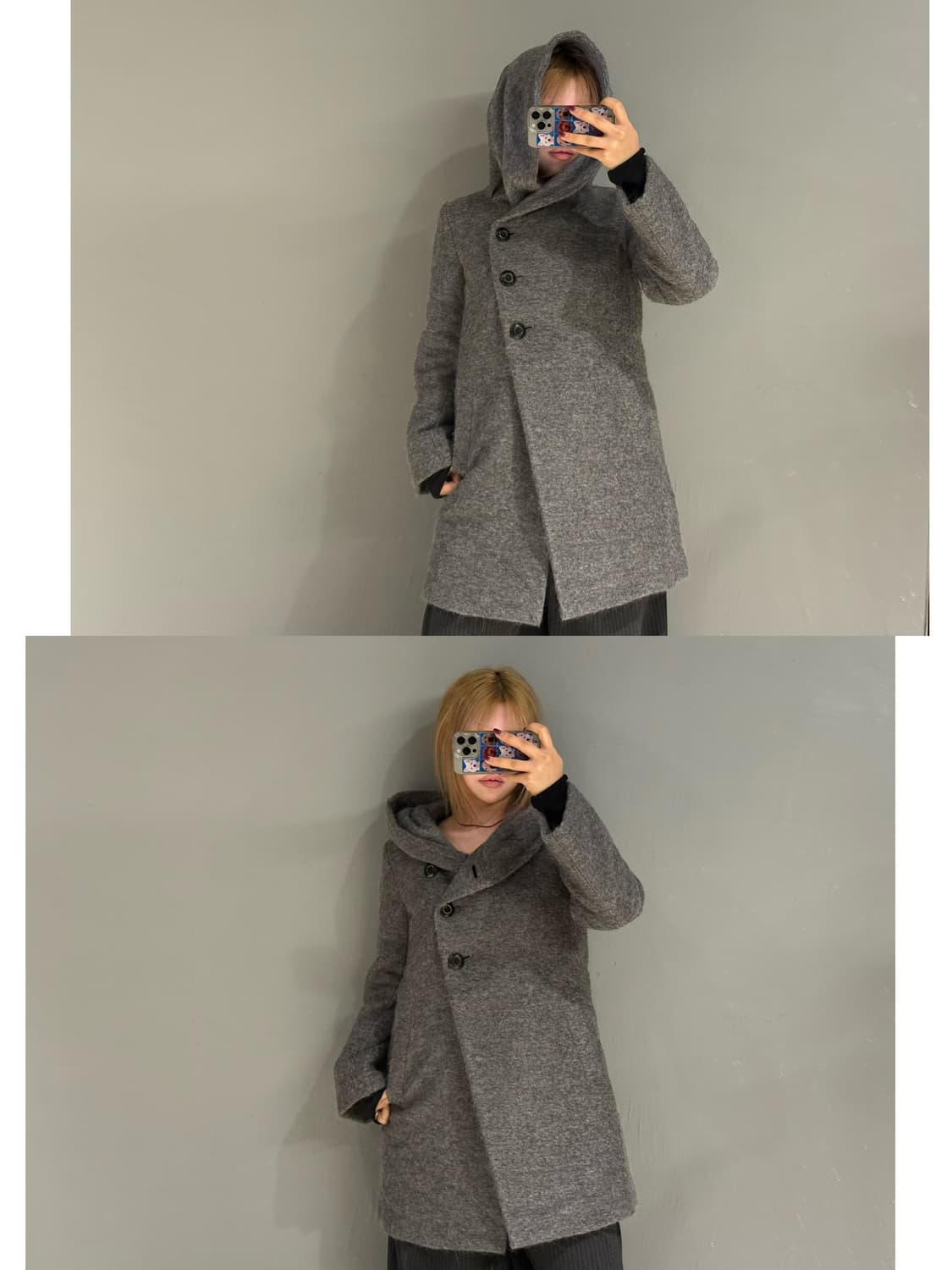 big hood side button detail coat  상품이미지1