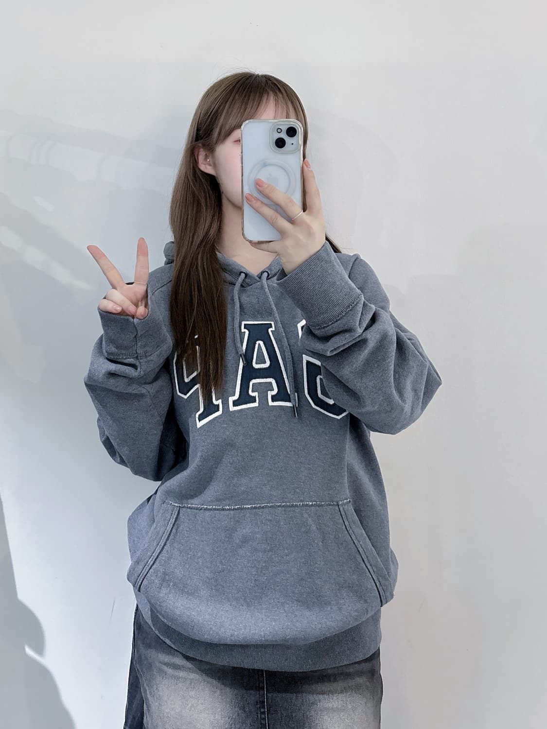 갭 그레이 빅로고 후드 상품이미지1