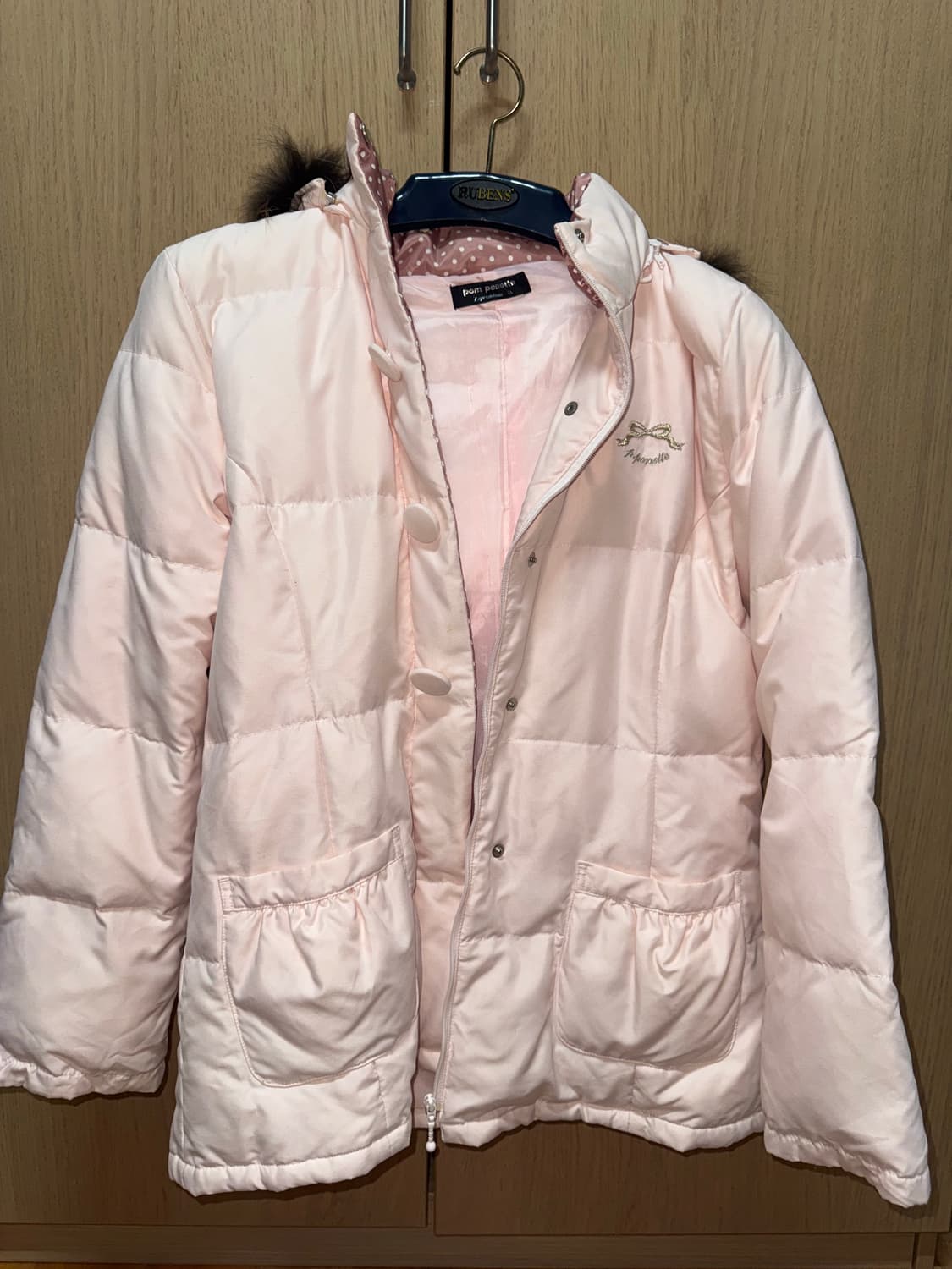 폼포넷 딸기초코 브라운 퍼 핑크 패딩 상품이미지1