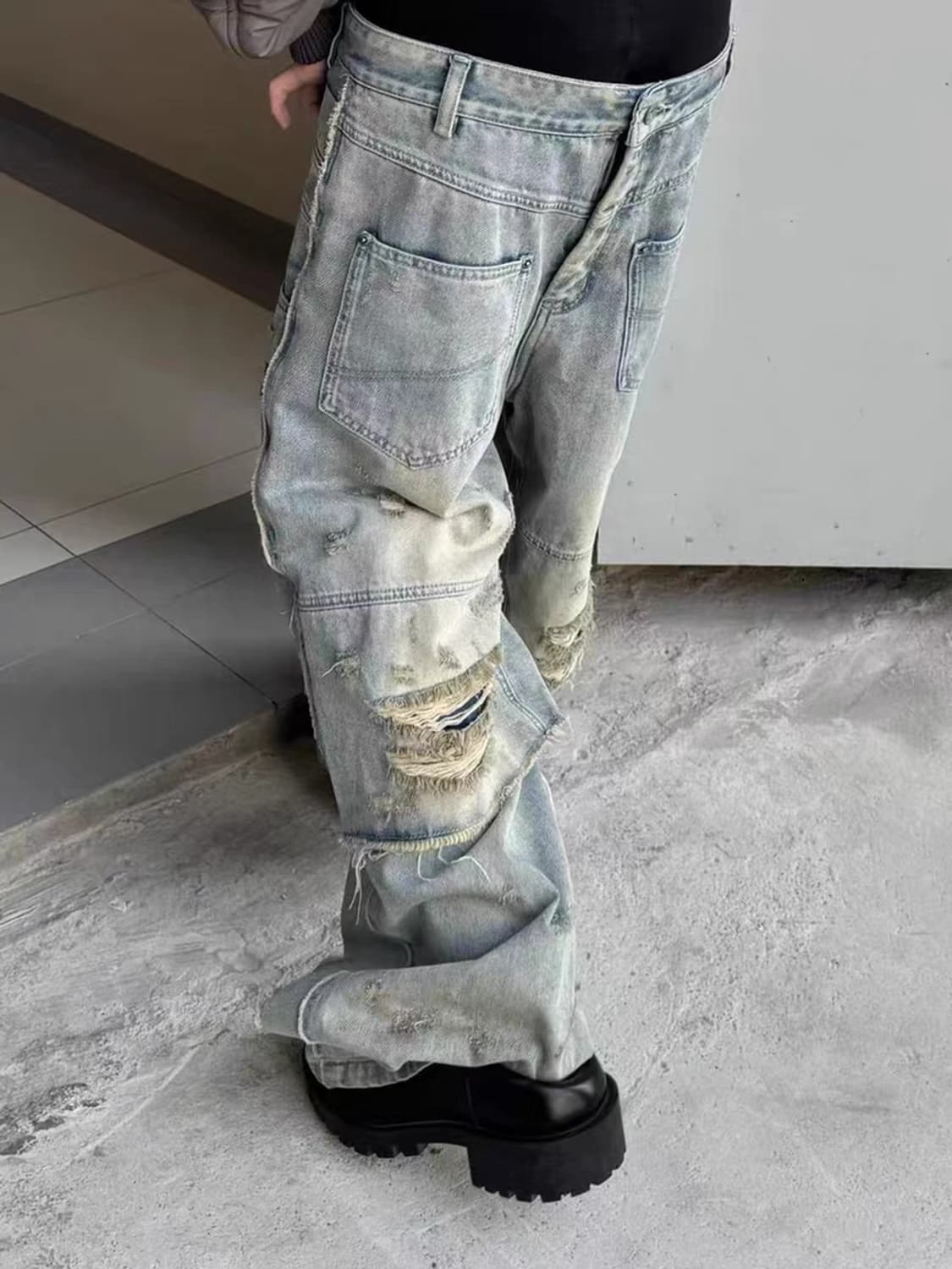 디스트로이드 레이어드 데님 팬츠  상품이미지3