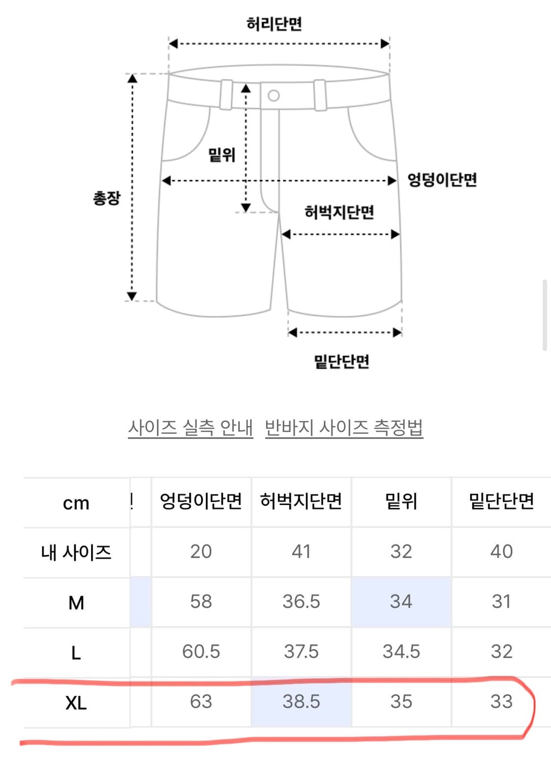 위캔더스 버뮤다 데님 팬츠 반바지 xl 상품이미지8