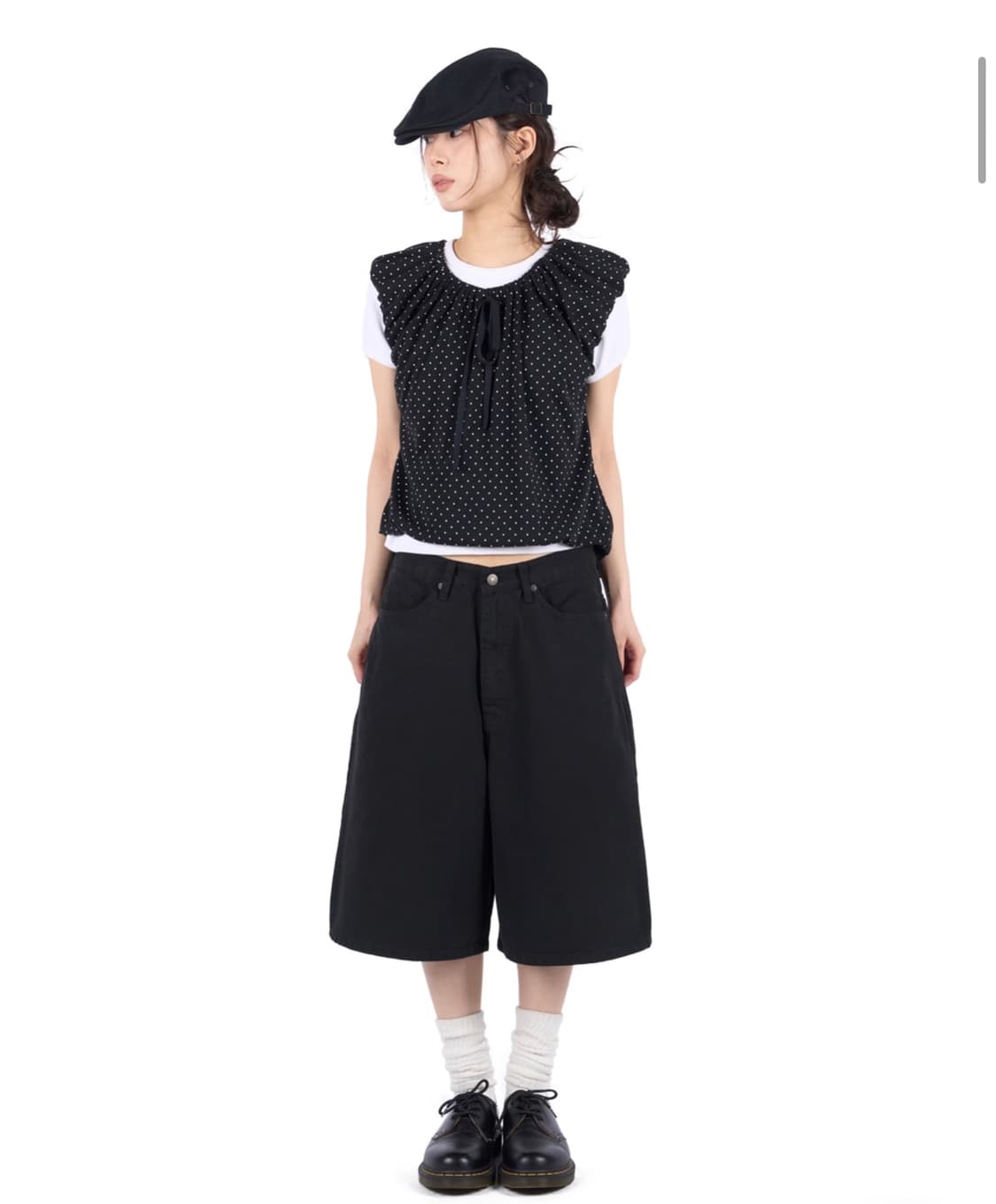 릿킴 도트 셔링 반팔 상품이미지1