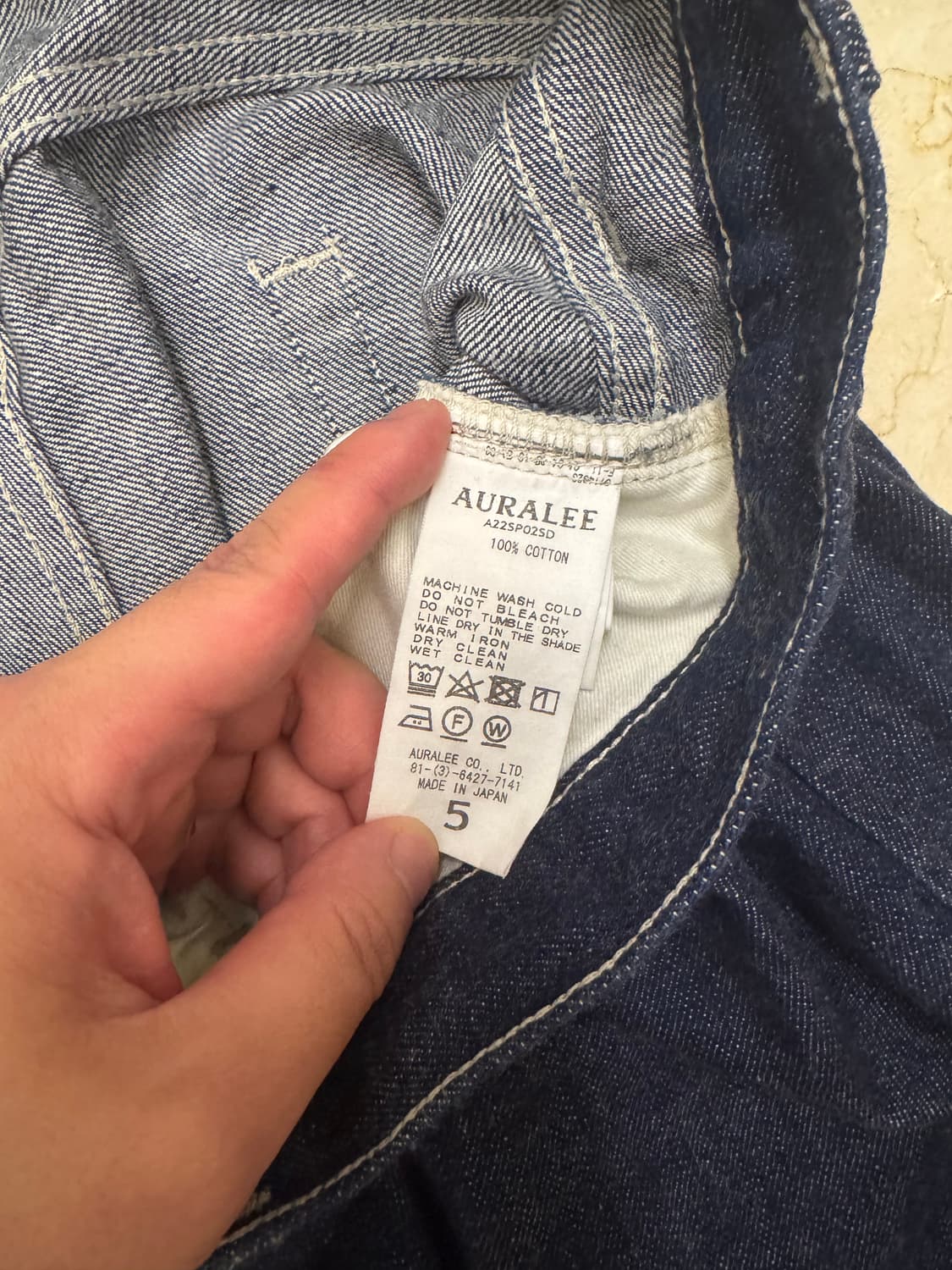 오라리 인디고 색상 데님 5사이즈 상품이미지4