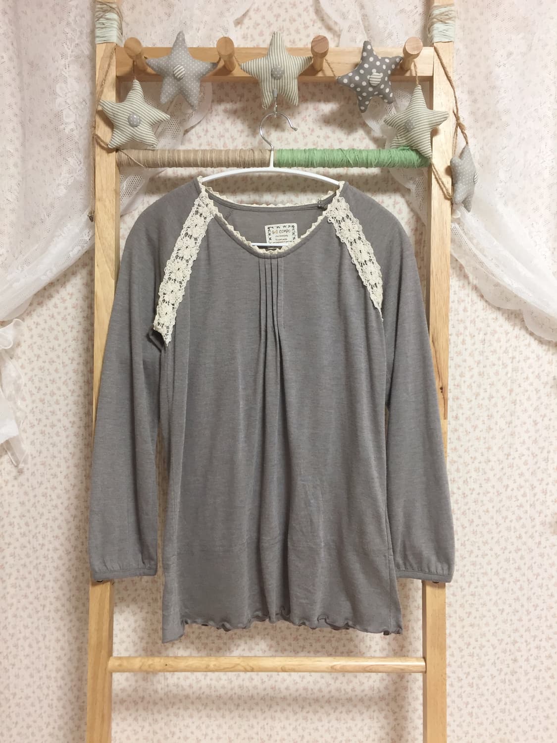 빈티지 모리걸 차콜 레이스 슬리브 상품이미지1