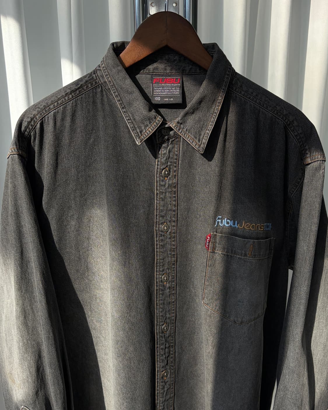 [L-XL]FUBU 후부 올드스쿨 흑청 데님 셔츠 상품이미지6