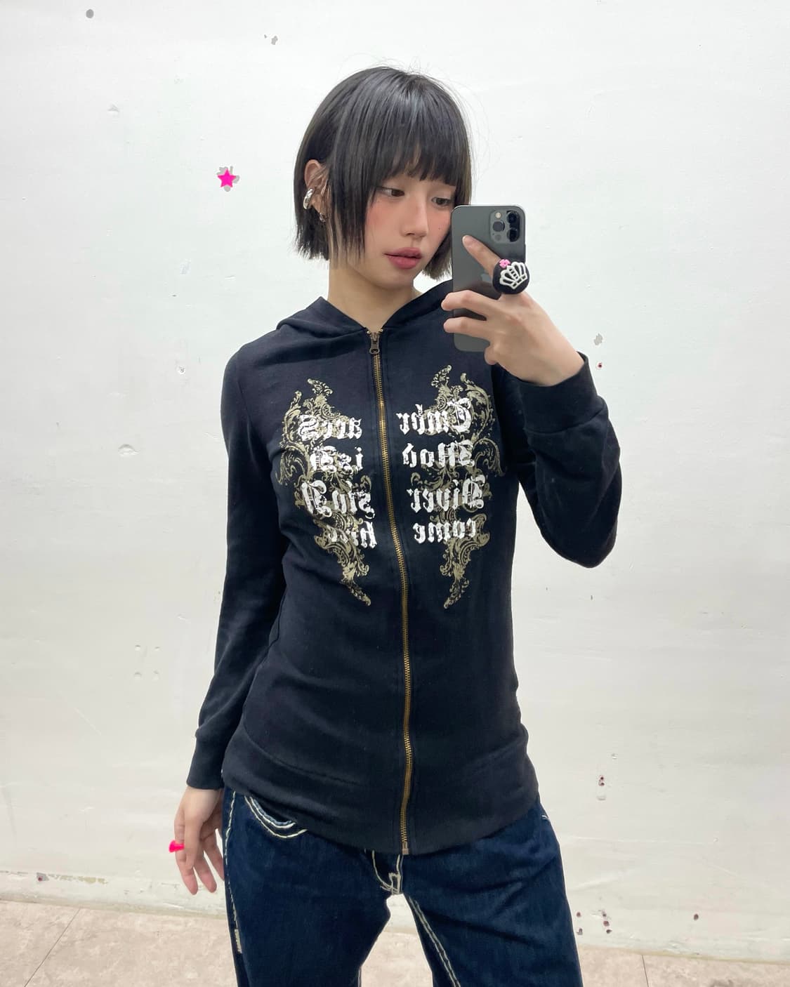 Seahorse Glossy Black Long Hooded Zip 상품이미지1