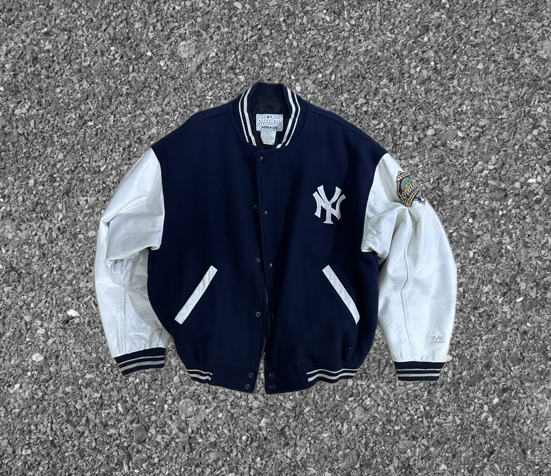 뉴욕양키즈 빅로고 레더 바시티 자켓 상품이미지1