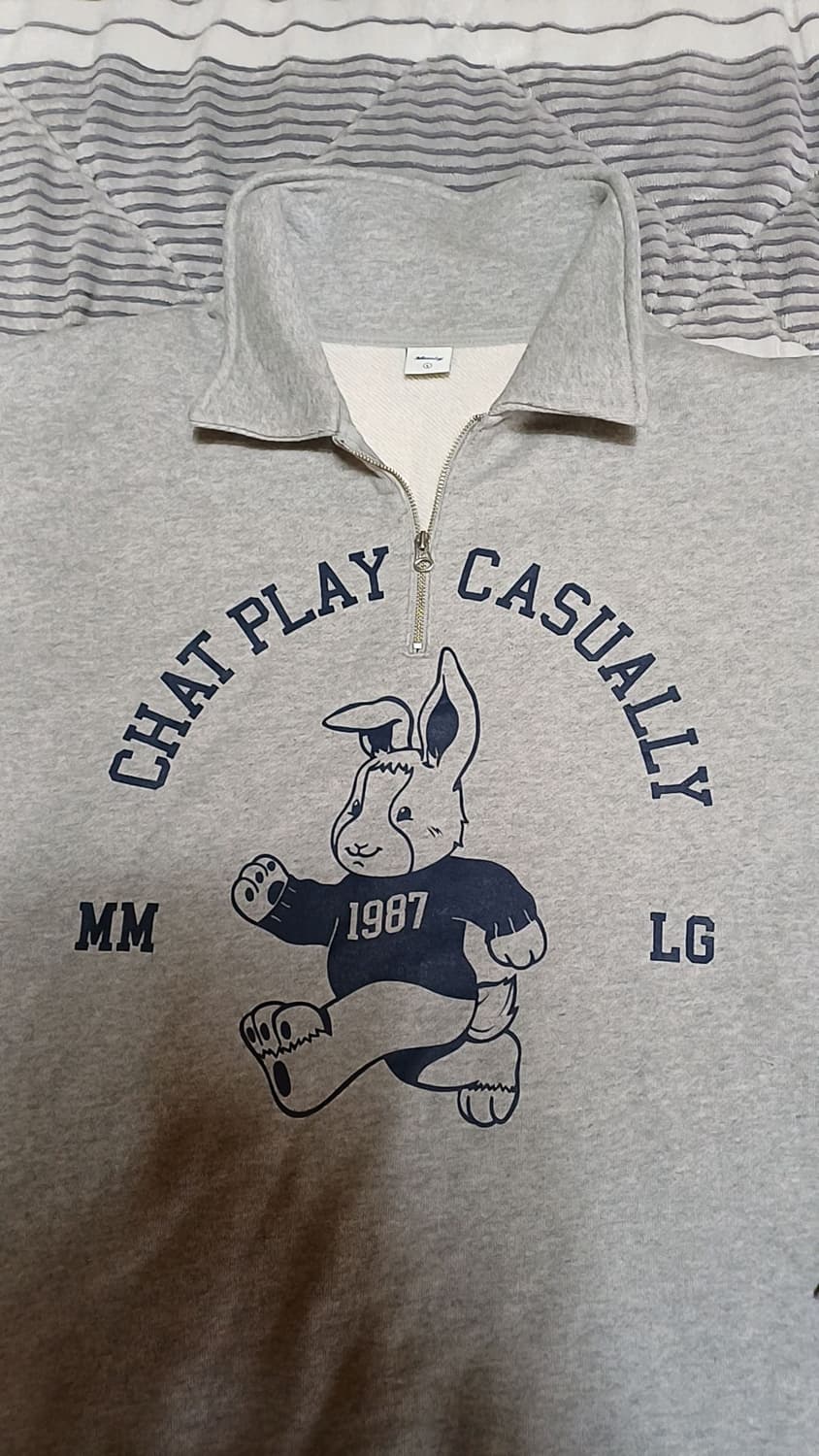 Mmlg 반집업 오버핏기모맨투맨 L 가슴65 기장70 상품이미지2