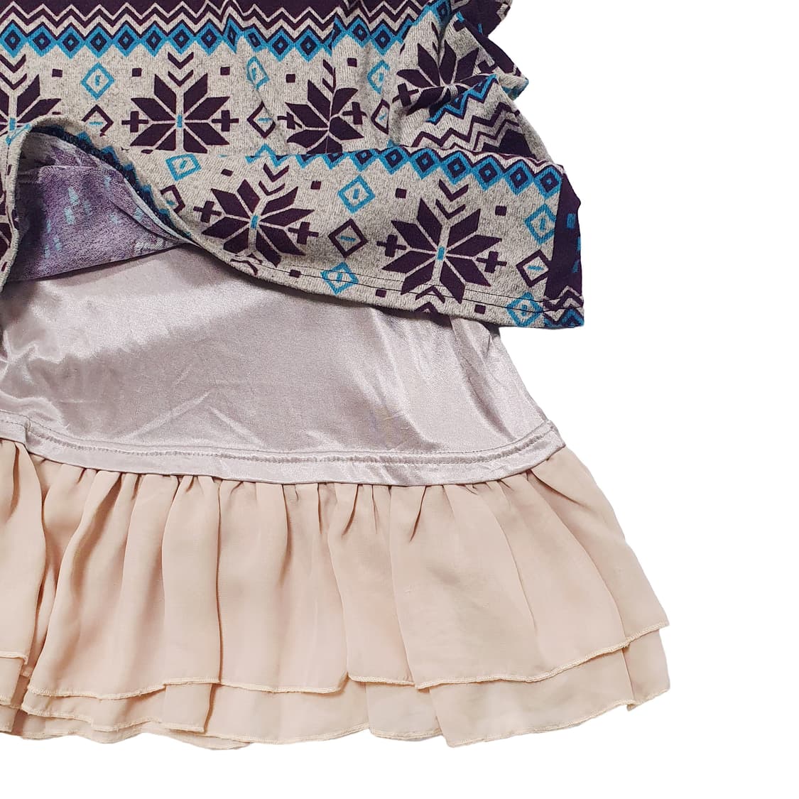 노르딕 반소매 후드 프릴 레이어드 원피스 상품이미지5