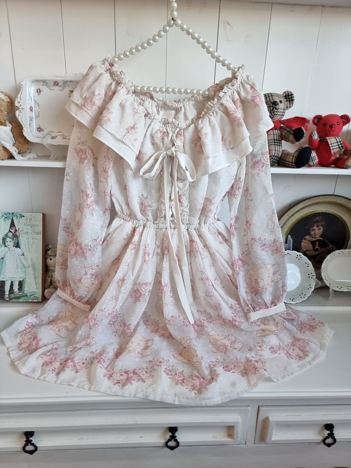 Liz Lisa(리즈리사) 티세트 플라워 프릴 오프숄더 원피스 상품이미지4