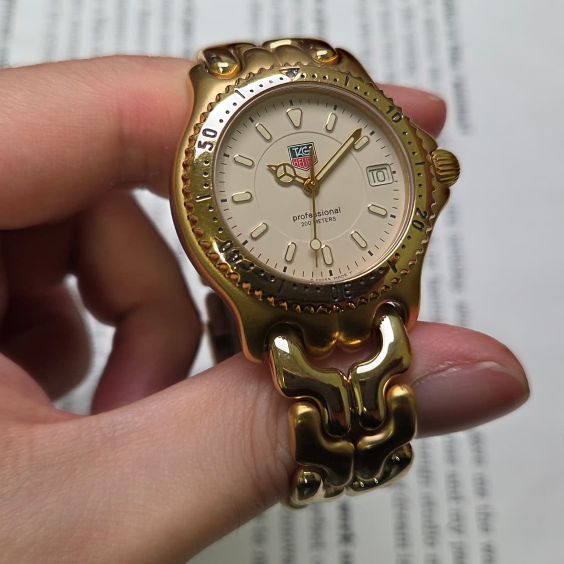 빈티지 태그호이어 셀(SEL) 프로페셔널 엘레강스 요구르트판 올금장 쿼츠 상품이미지5