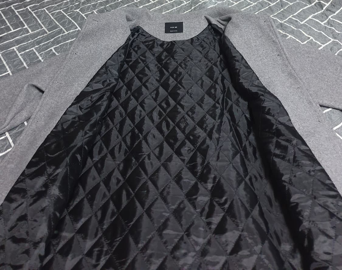 PICK ME 안감퀄팅 혜비 울 롱코트 그레이 (L) 상품이미지3